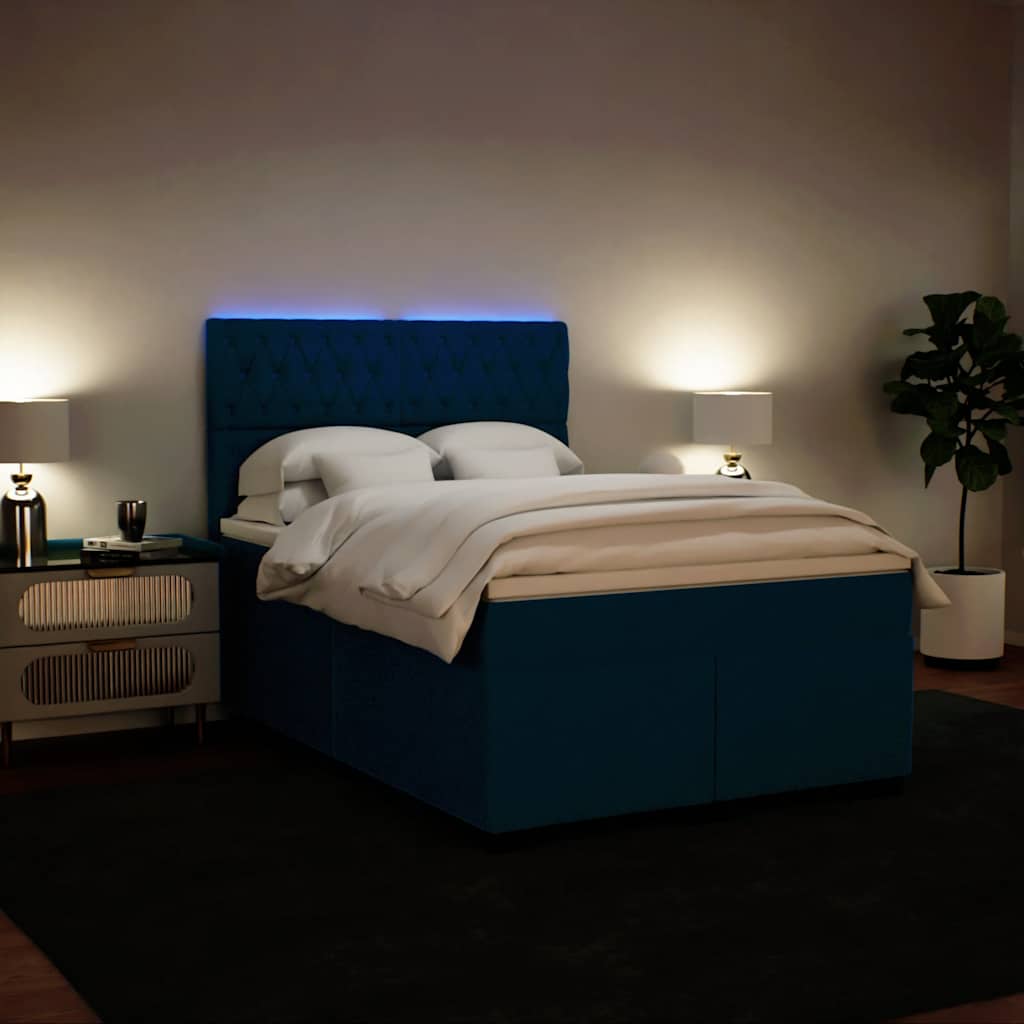 Krevet box spring s madracem plavi 160 x 200 cm baršunasti