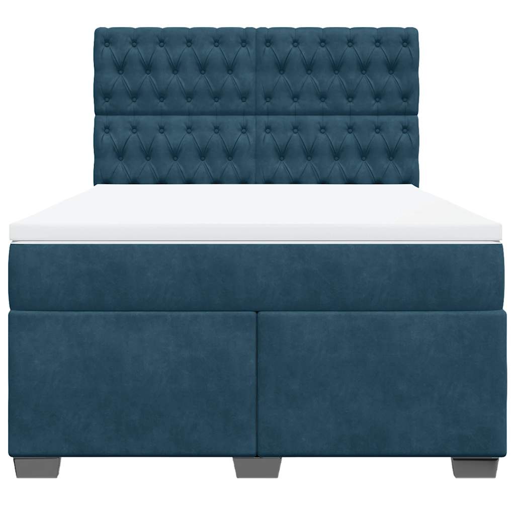 Krevet box spring s madracem plavi 160 x 200 cm baršunasti