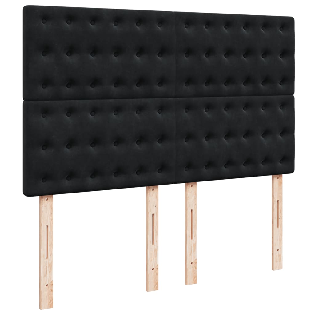Krevet s oprugama i madracem crni 160x200 cm baršunasti