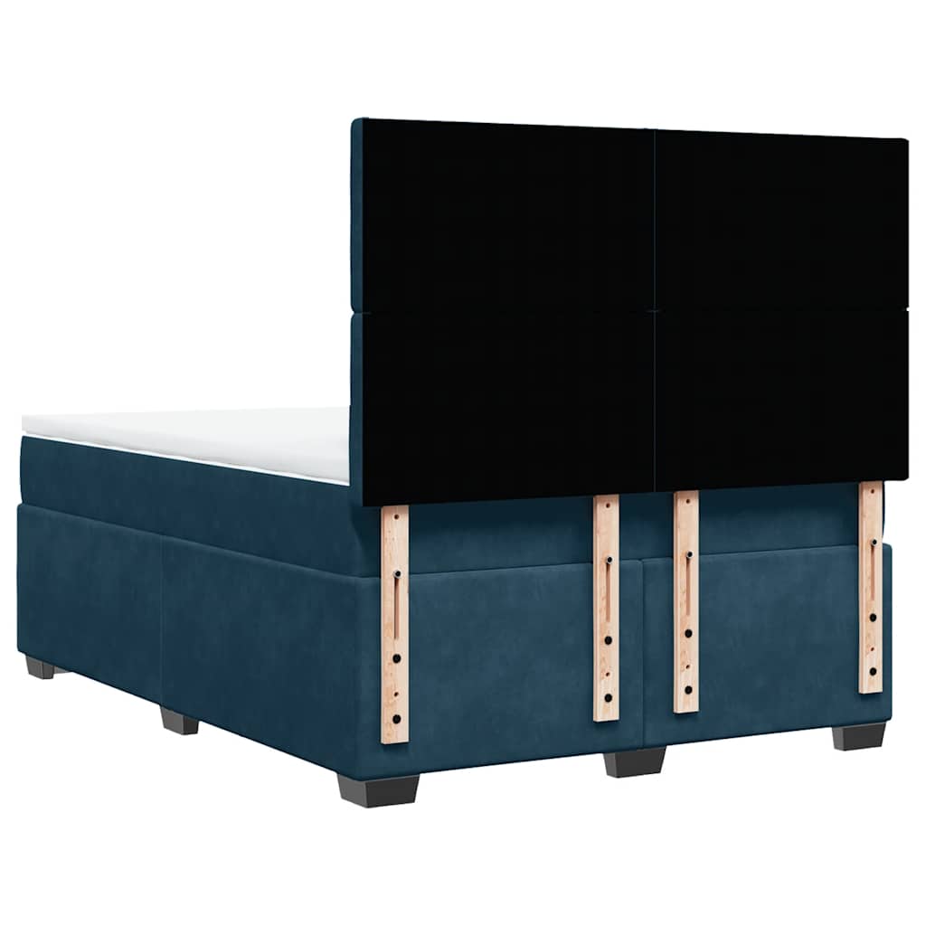 Krevet box spring s madracem plavi 160 x 200 cm baršunasti
