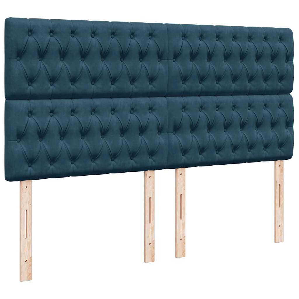 Krevet s oprugama i madracem plavi 200x200 cm baršunasti