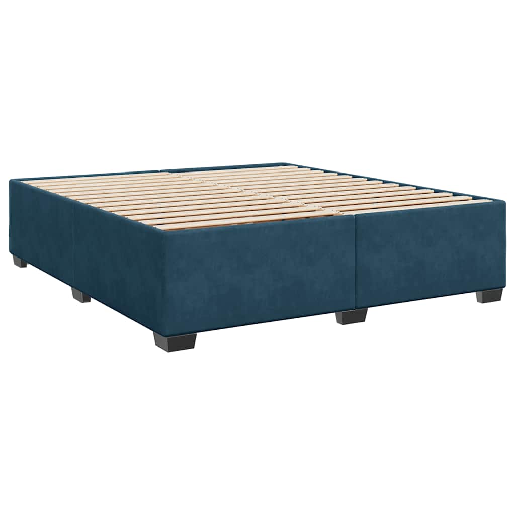 Krevet s oprugama i madracem plavi 200x200 cm baršunasti