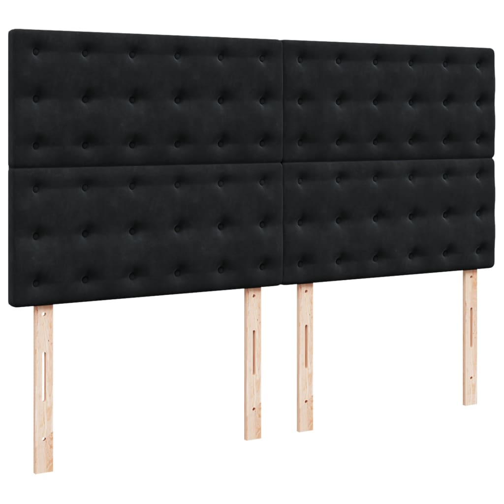 Krevet s oprugama i madracem crni 200x200 cm baršunasti