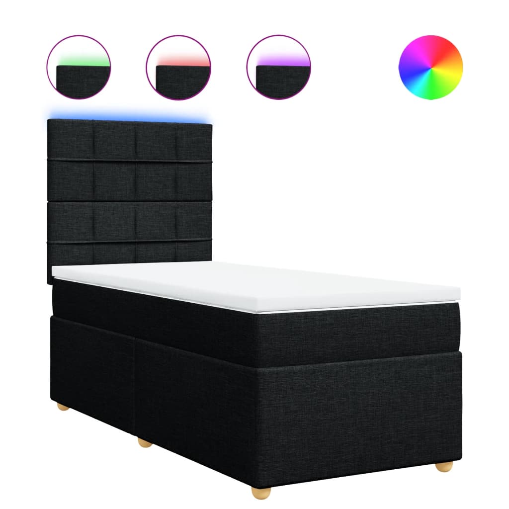 Box spring krevet s madracem crni 90x190 cm od tkanine