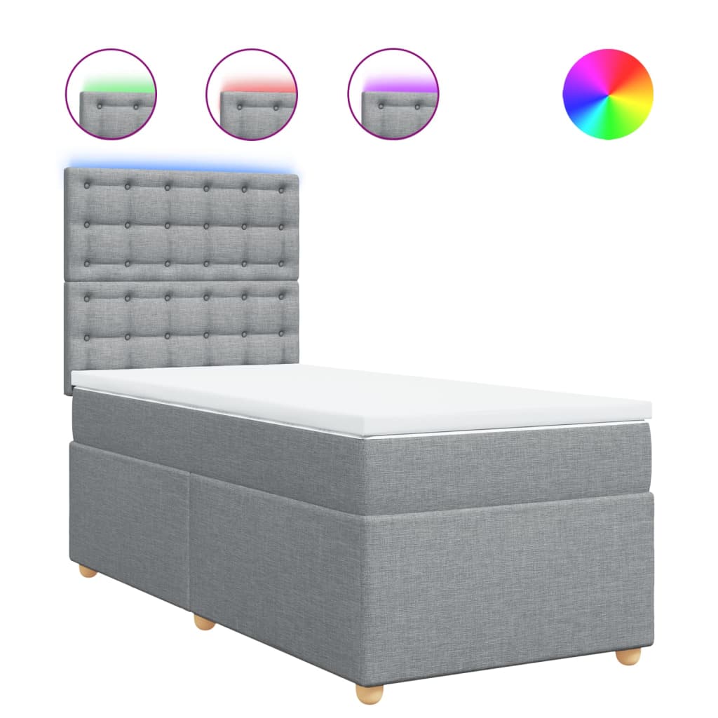 Box spring krevet s madracem svjetlosivi 90x190 cm od tkanine