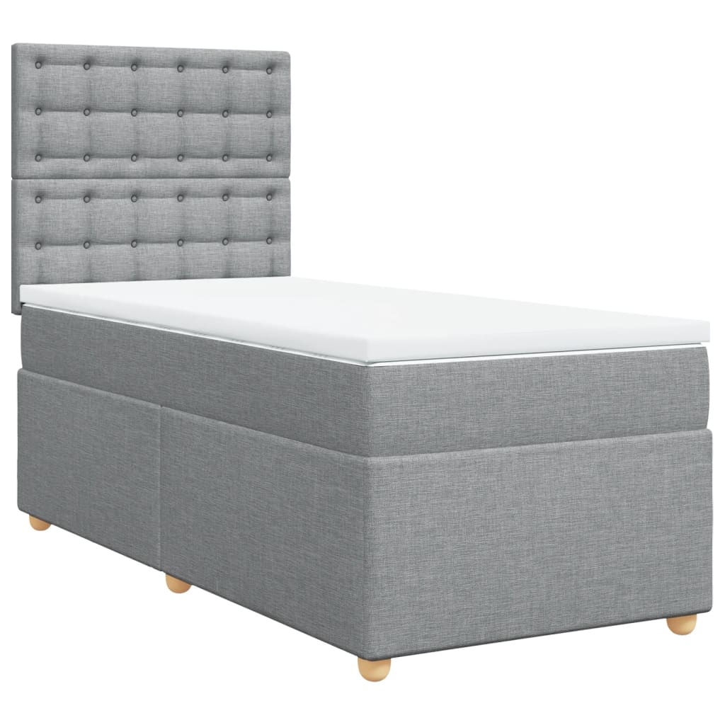 Box spring krevet s madracem svjetlosivi 90x190 cm od tkanine