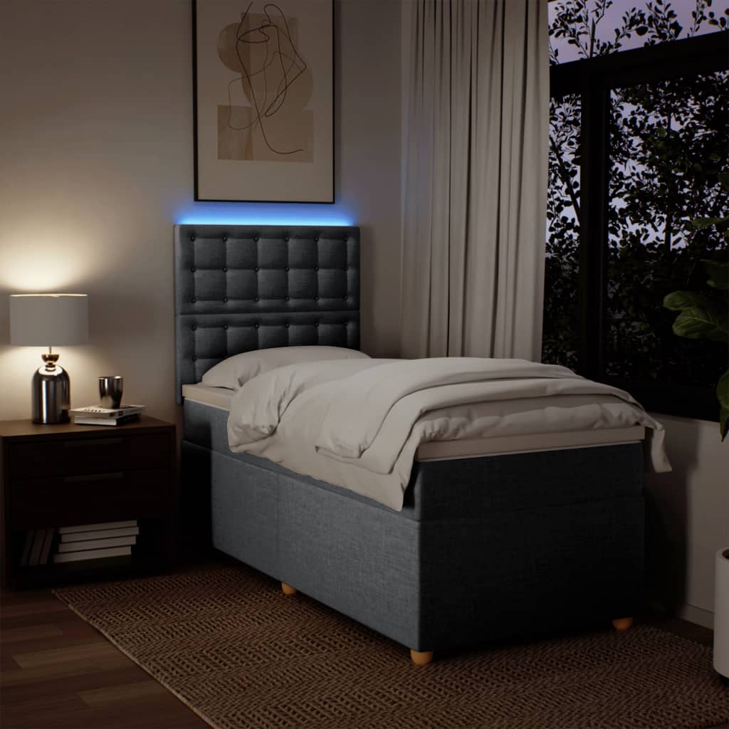 Box spring krevet s madracem svjetlosivi 90x190 cm od tkanine