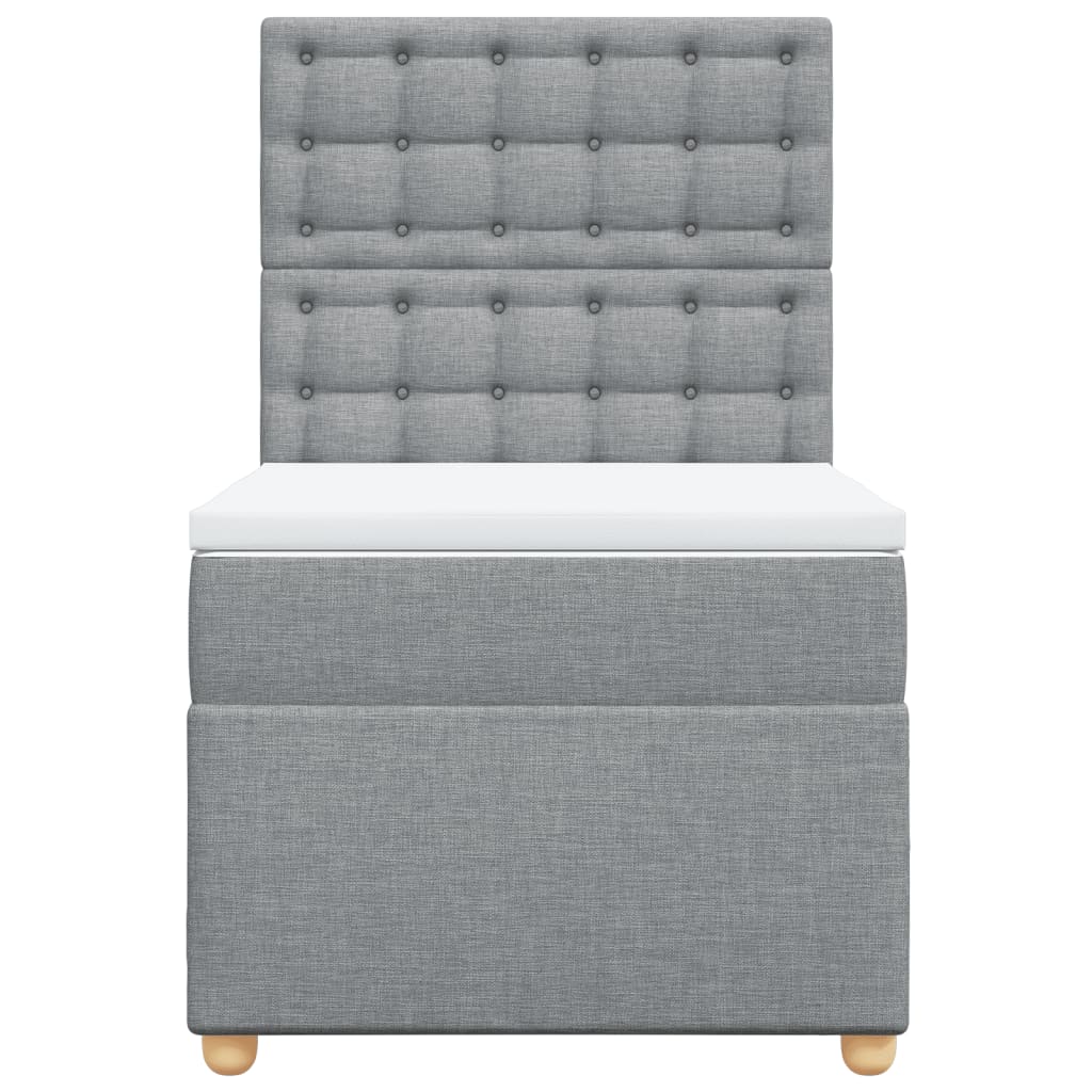 Box spring krevet s madracem svjetlosivi 90x190 cm od tkanine
