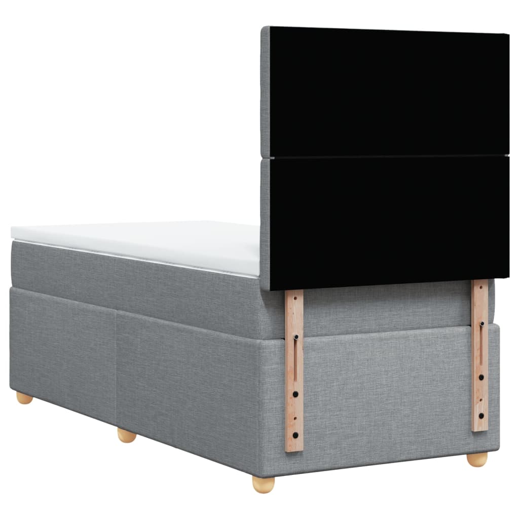Box spring krevet s madracem svjetlosivi 90x190 cm od tkanine