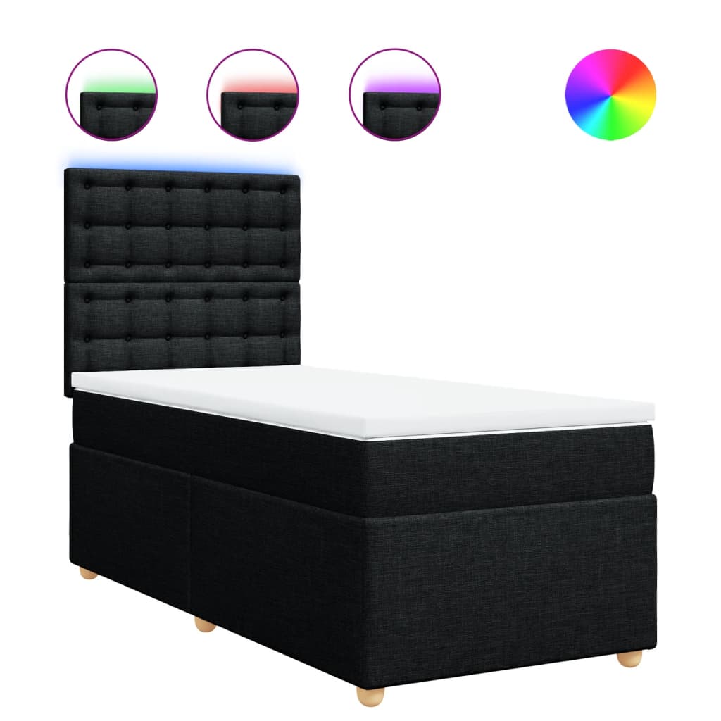 Box spring krevet s madracem crni 90x190 cm od tkanine