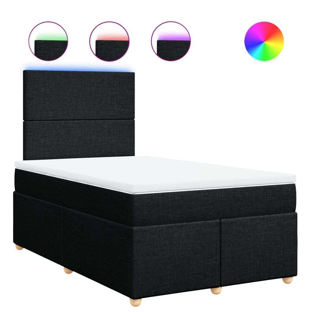 Krevet box spring s madracem crni 120 x 190 cm od tkanine