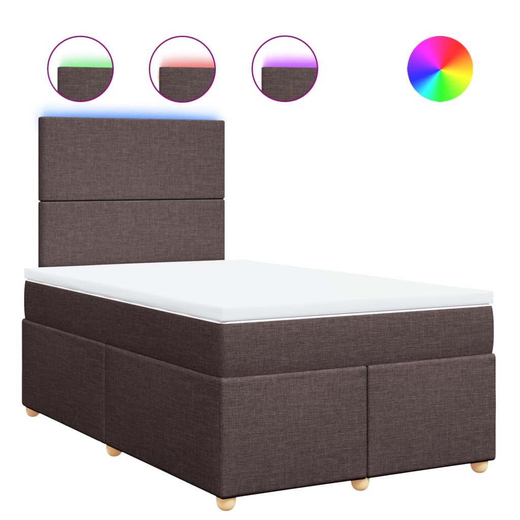 Krevet box spring s madracem tamnosmeđi 120 x 190 cm od tkanine