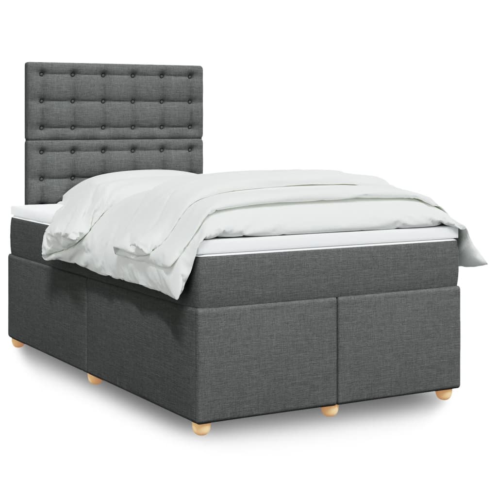 Krevet box spring s madracem tamnosivi 120 x 190 cm tkanina