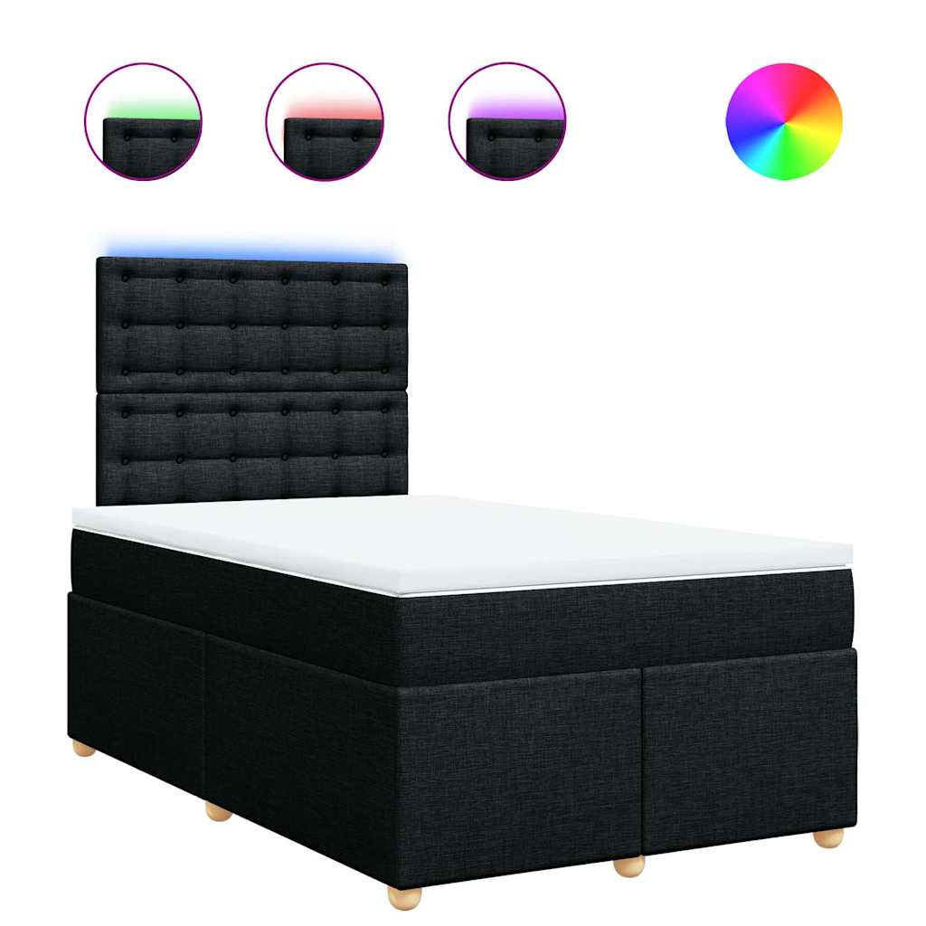 Krevet box spring s madracem crni 120 x 190 cm od tkanine