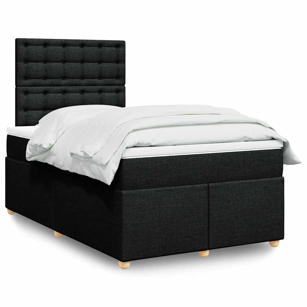 Krevet box spring s madracem crni 120 x 190 cm od tkanine