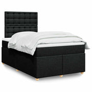 Krevet box spring s madracem crni 120 x 190 cm od tkanine