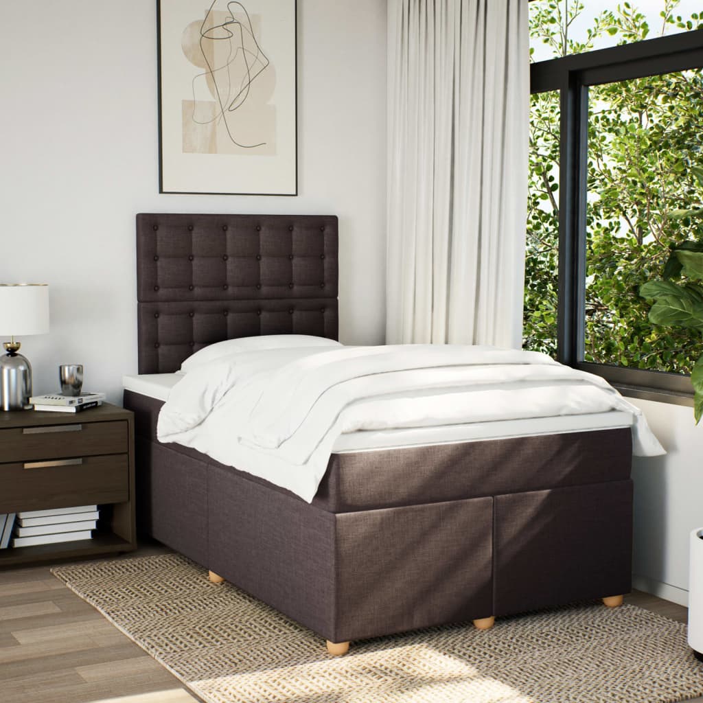 Krevet box spring s madracem tamnosmeđi 120 x 190 cm od tkanine