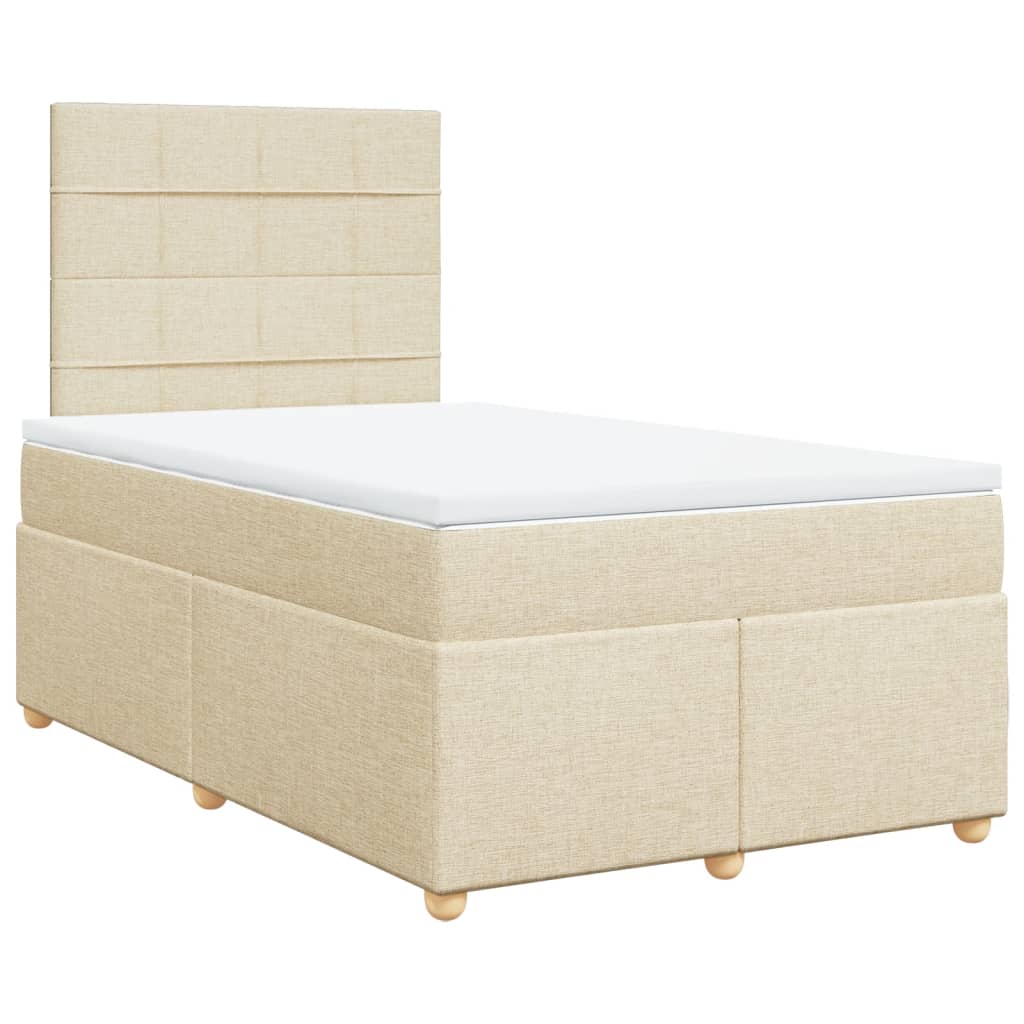 Krevet s oprugama i madracem krem 120 x 200 cm od tkanine