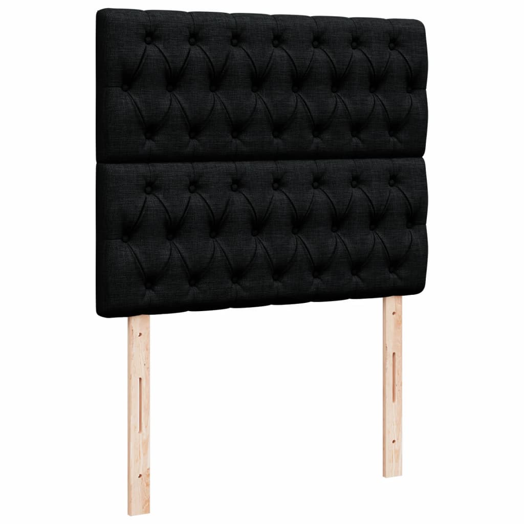Krevet s oprugama i madracem crni 120 x 200cm od tkanine