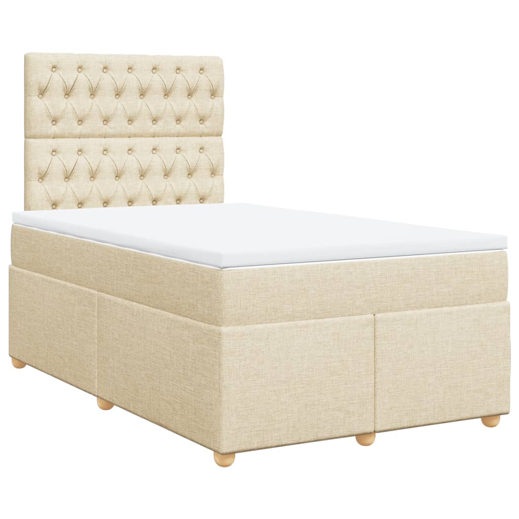 Krevet s oprugama i madracem krem 120 x 200 cm od tkanine