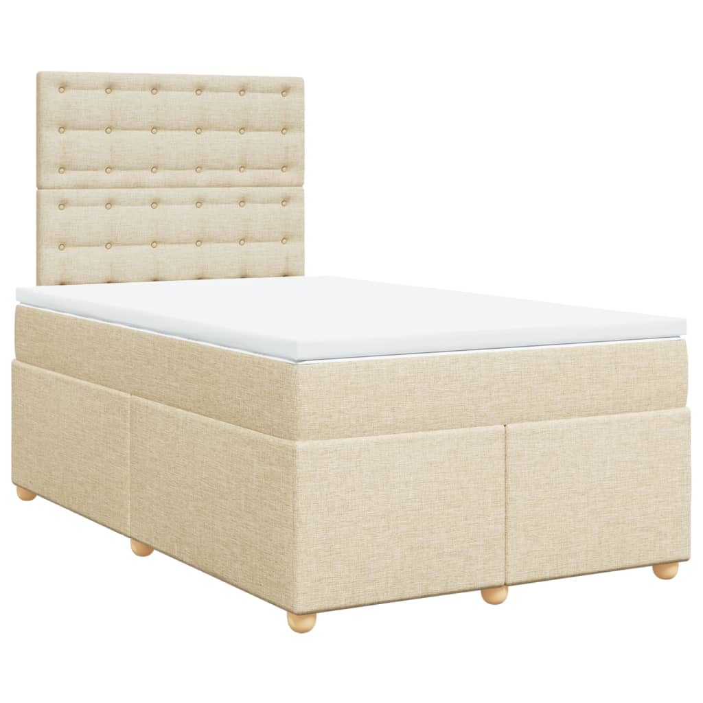 Krevet s oprugama i madracem krem 120 x 200 cm od tkanine