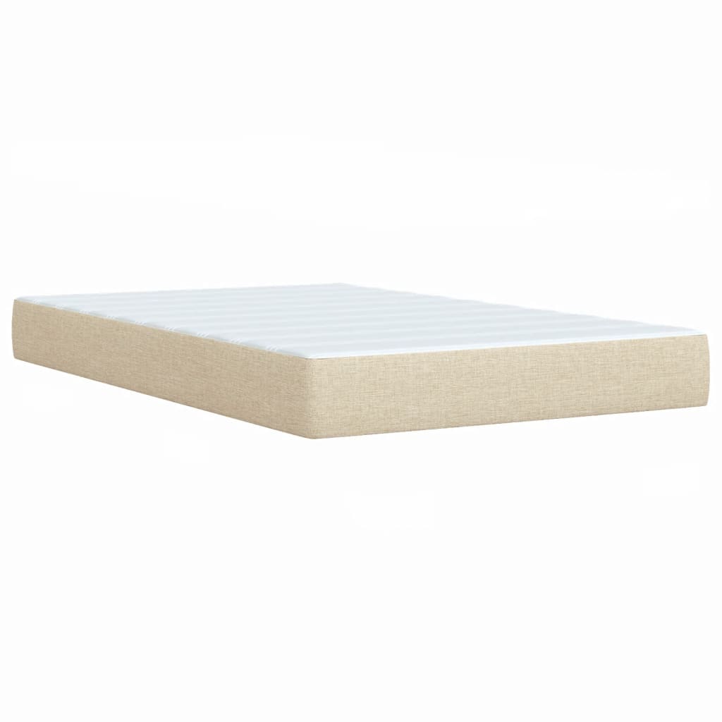 Krevet s oprugama i madracem krem 120 x 200 cm od tkanine