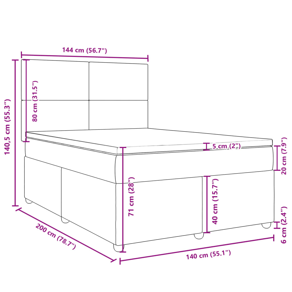 Krevet s oprugama i madracem crni 140x200 cm od tkanine