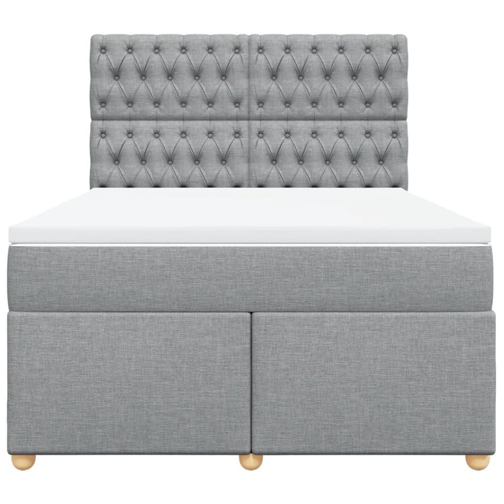 Krevet box spring s madracem svjetlosivi 140x200 cm od tkanine