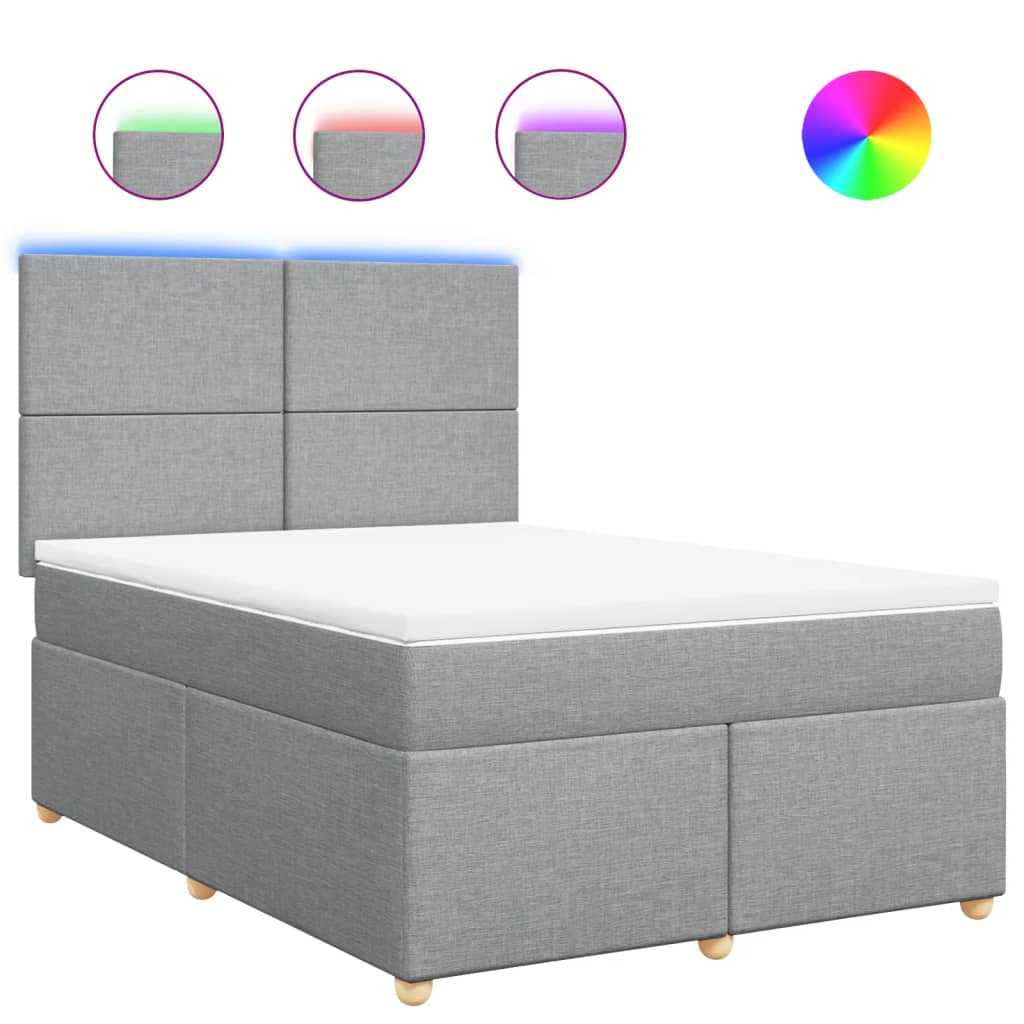 Krevet box spring s madracem svjetlosiva 160x200 cm tkanina