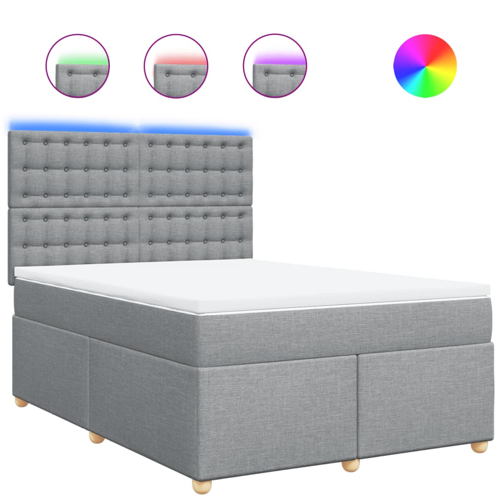 Krevet box spring s madracem svjetlosiva 160x200 cm tkanina