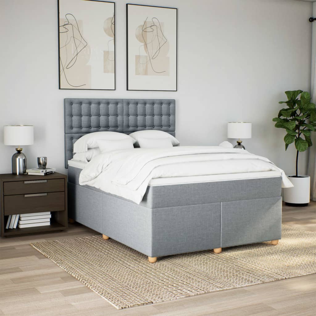 Krevet box spring s madracem svjetlosiva 160x200 cm tkanina