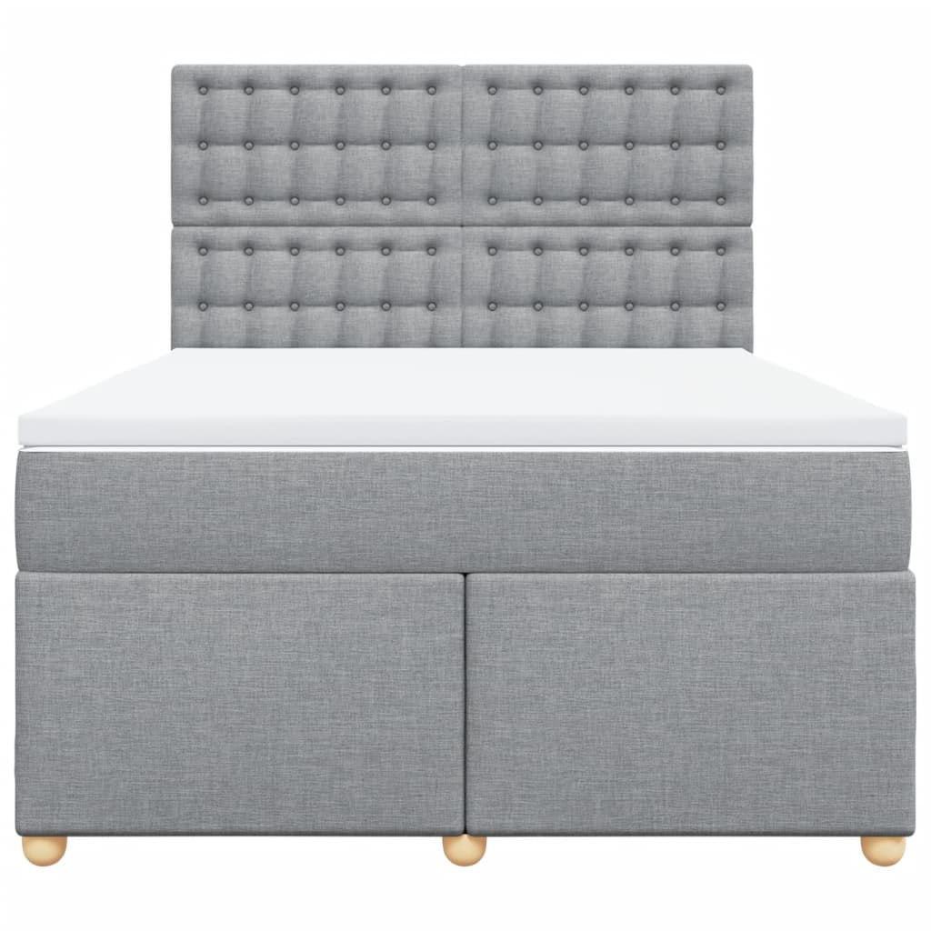 Krevet box spring s madracem svjetlosiva 160x200 cm tkanina