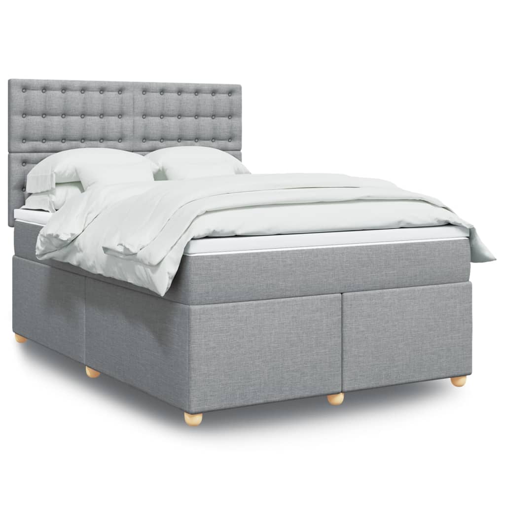 Krevet box spring s madracem svjetlosiva 160x200 cm tkanina