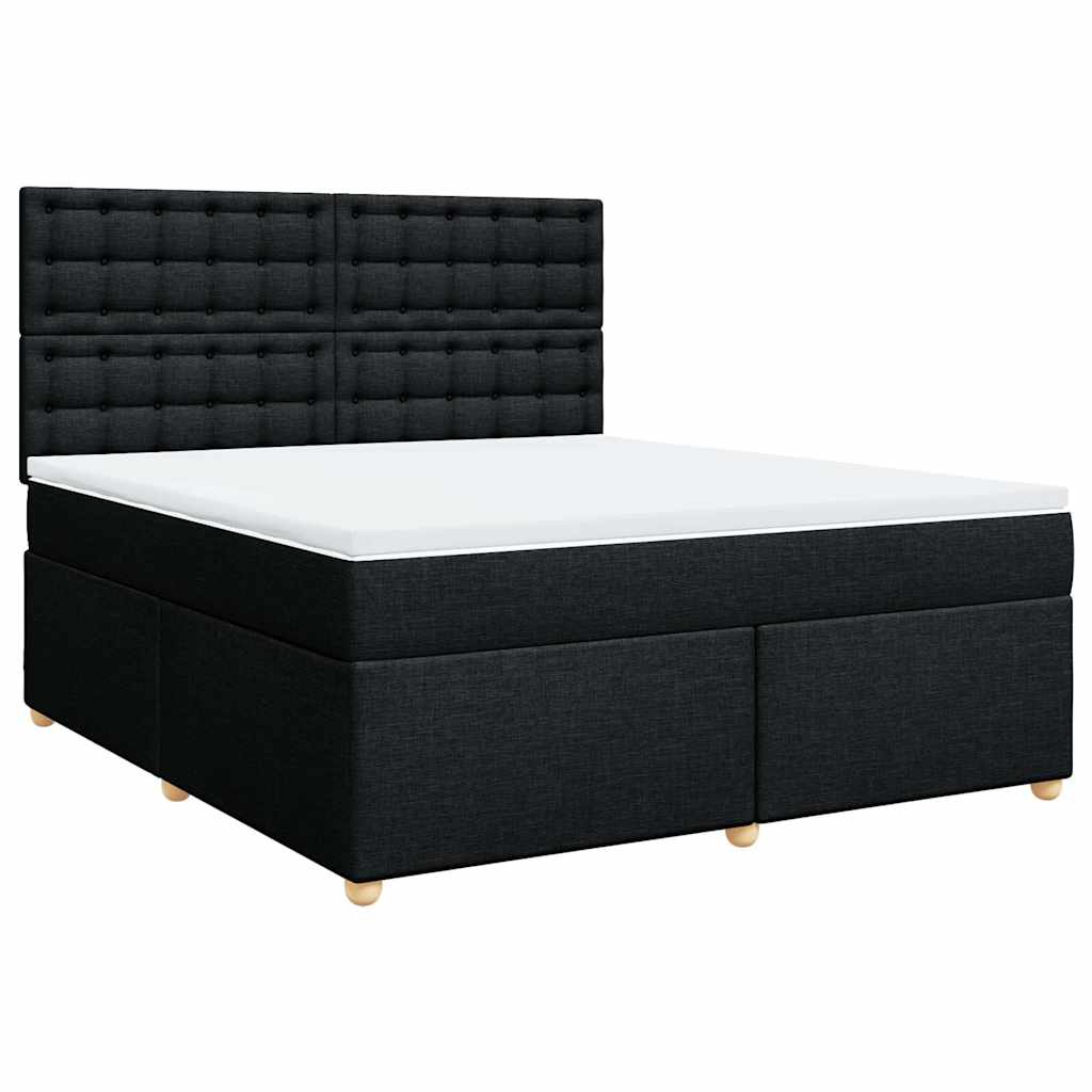 Krevet s oprugama i madracem crni 180x200 cm od tkanine