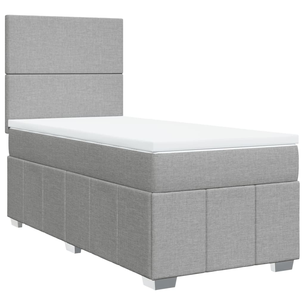 Box spring krevet s madracem svjetlosivi 90x190 cm od tkanine