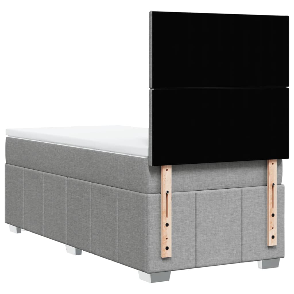 Box spring krevet s madracem svjetlosivi 90x190 cm od tkanine