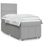 Box spring krevet s madracem svjetlosivi 90x190 cm od tkanine