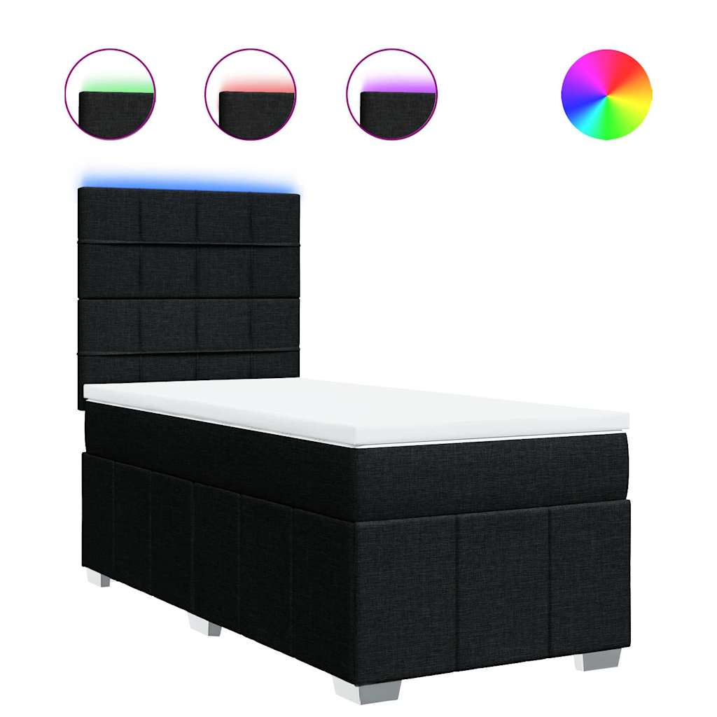 Box spring krevet s madracem crni 90x190 cm od tkanine