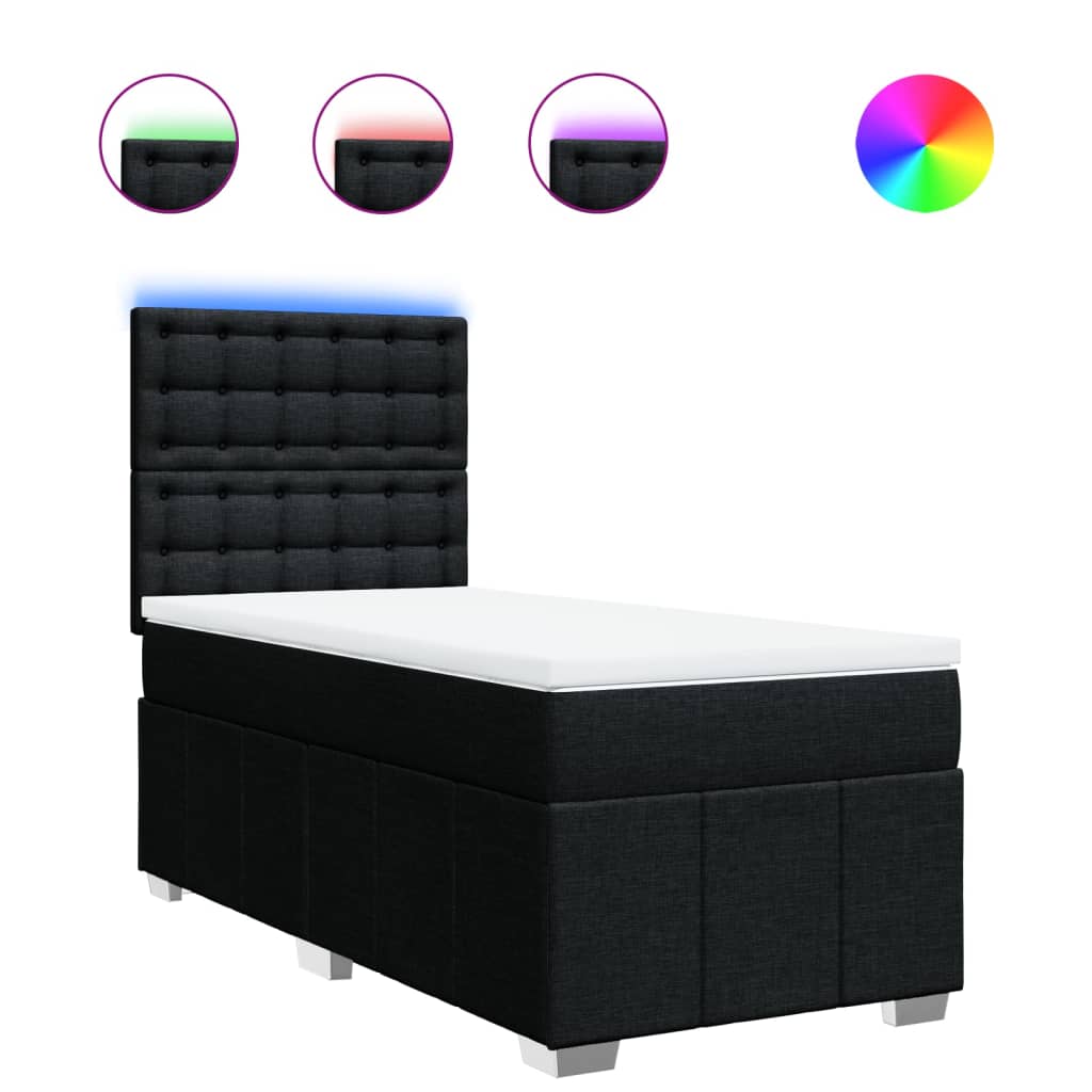 Box spring krevet s madracem crni 90x190 cm od tkanine