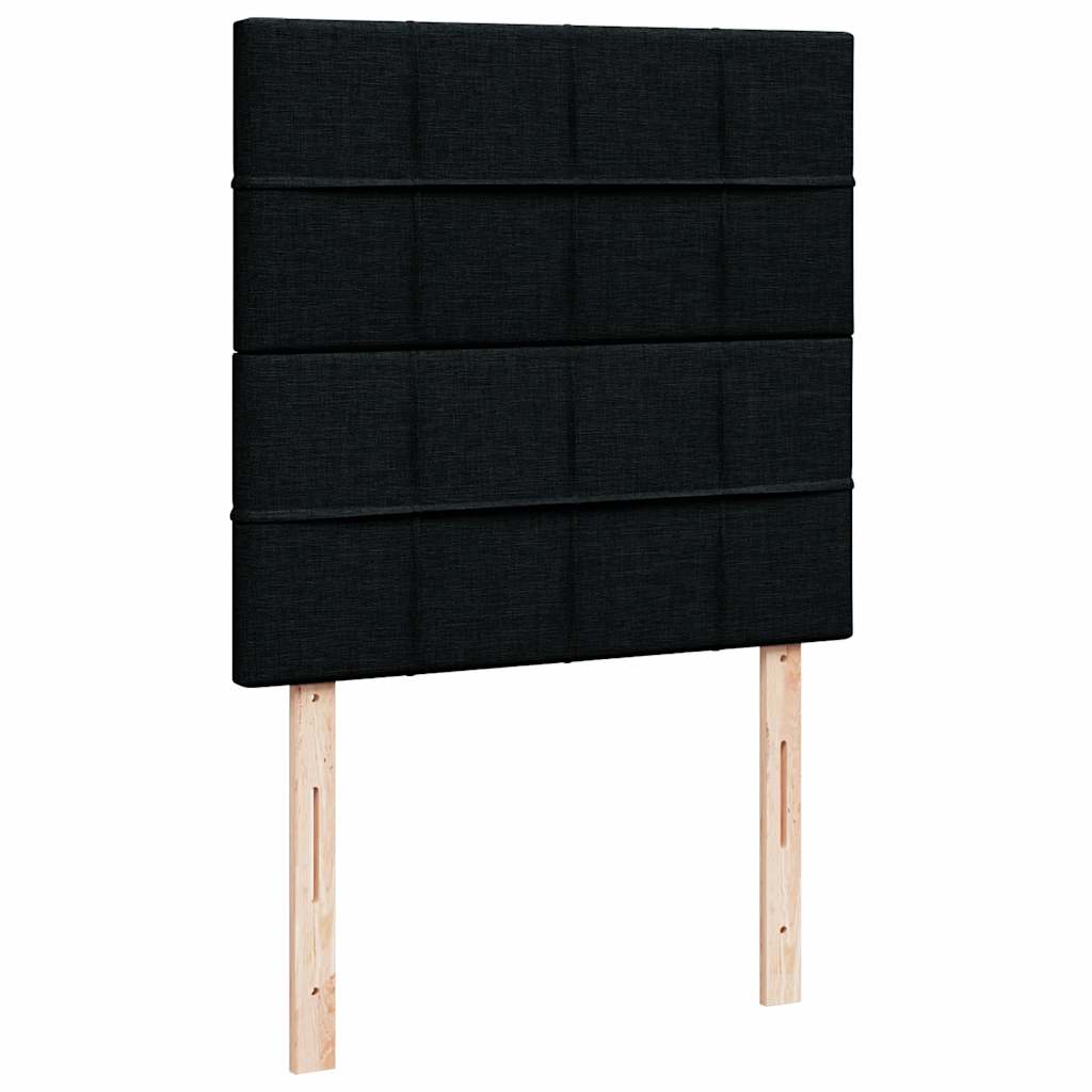 Krevet s oprugama i madracem crni 100 x 200 cm od tkanine