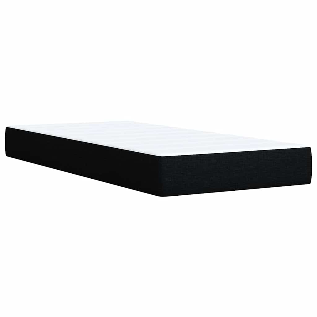 Krevet s oprugama i madracem crni 100 x 200 cm od tkanine