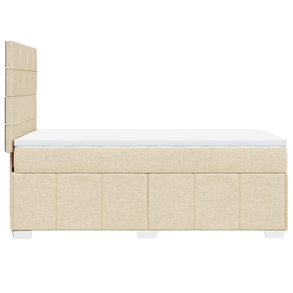 Krevet s oprugama i madracem krem 100 x 200 cm od tkanine