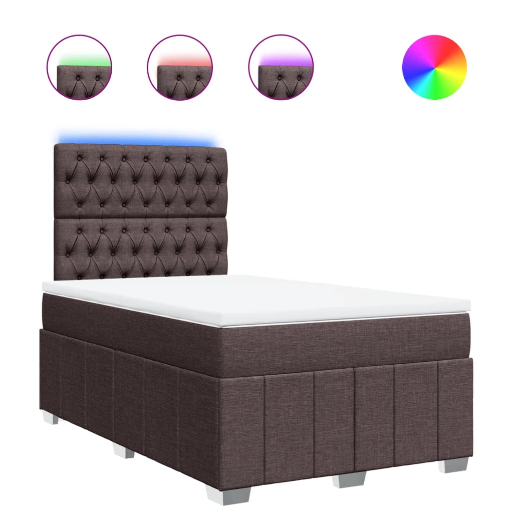 Krevet box spring s madracem tamnosmeđi 120 x 190 cm od tkanine