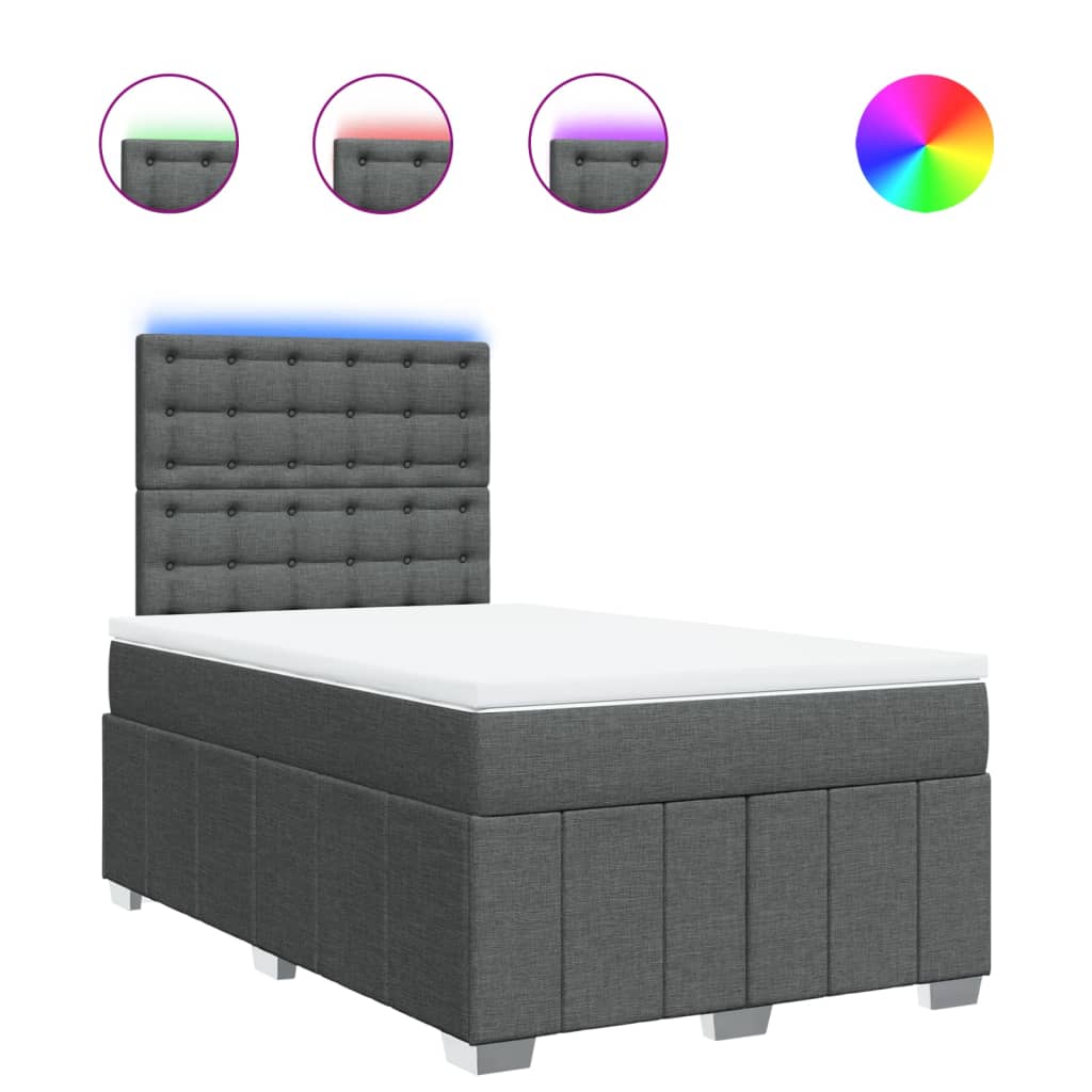 Krevet box spring s madracem tamnosivi 120 x 190 cm tkanina