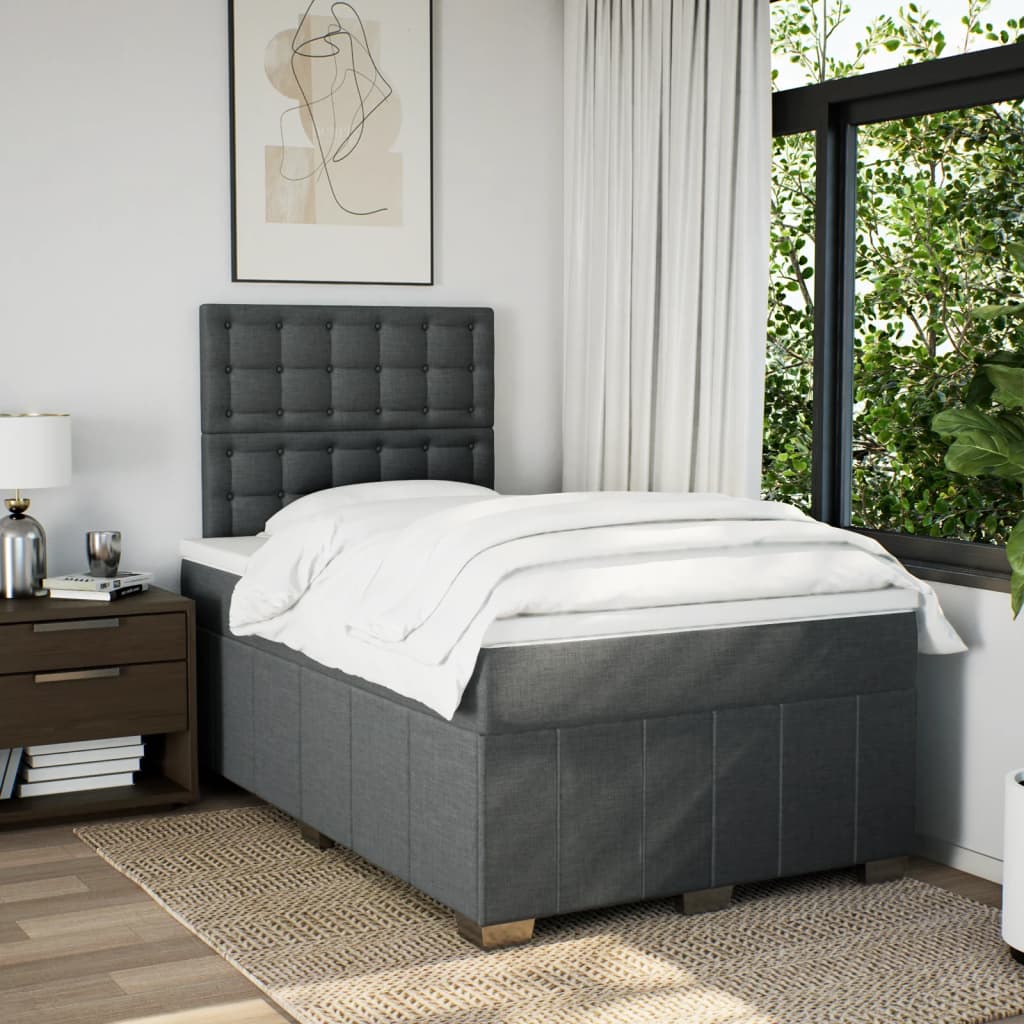 Krevet box spring s madracem tamnosivi 120 x 190 cm tkanina
