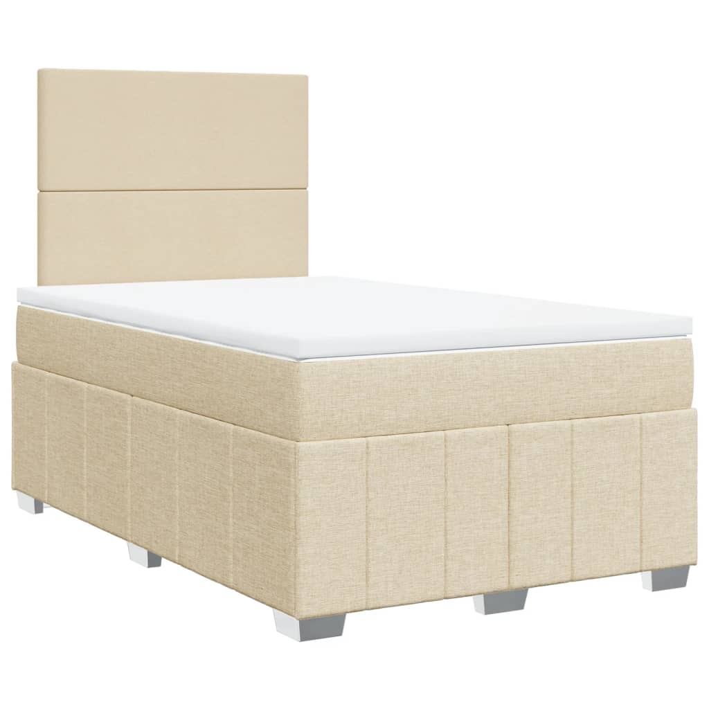 Krevet s oprugama i madracem krem 120 x 200 cm od tkanine