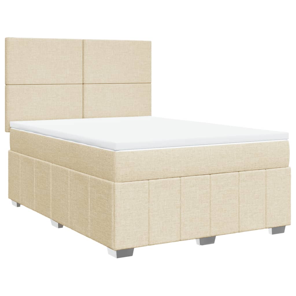 Krevet s oprugama i madracem krem 160x200 cm od tkanine