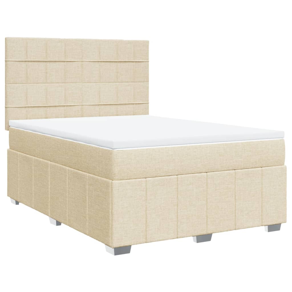 Krevet s oprugama i madracem krem 160x200 cm od tkanine