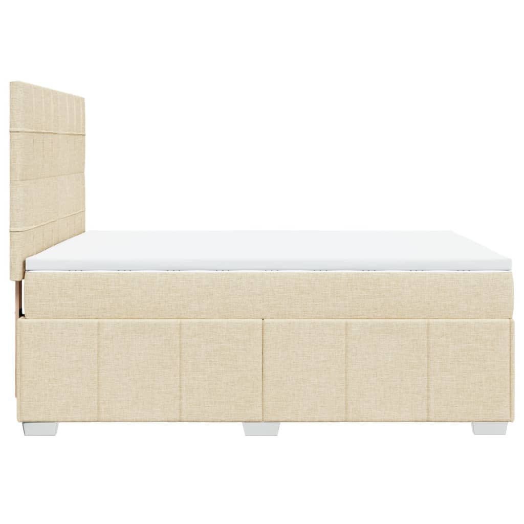 Krevet s oprugama i madracem krem 160x200 cm od tkanine