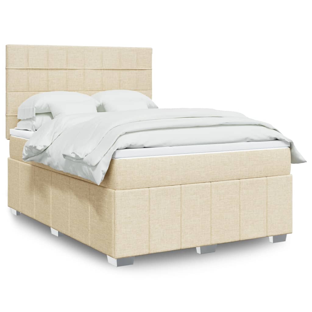 Krevet s oprugama i madracem krem 160x200 cm od tkanine